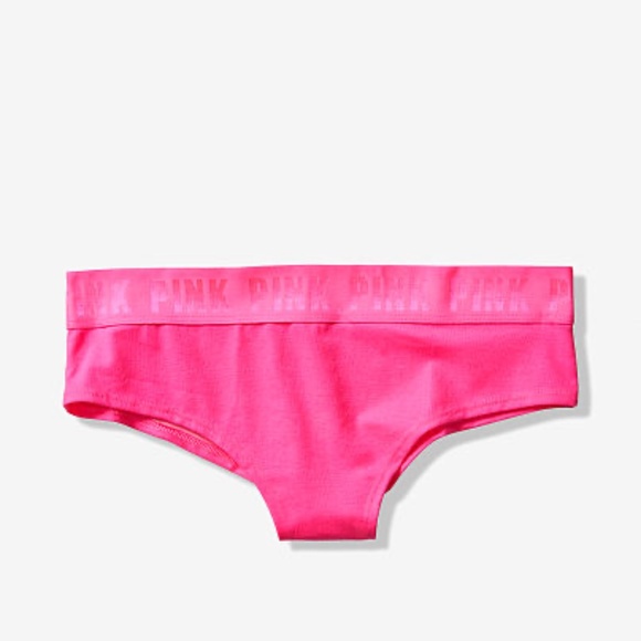 Victoria's Secret PINK Logo Cheekster Panty Pink Zing With Graphic XS NEW - Picture 1 of 2